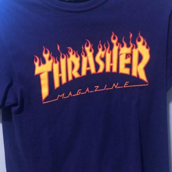 Purple Thrasher Magazine Flame Tee - Picture 1 of 4